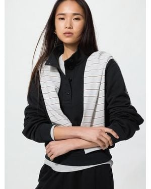 Uniqlo Button-Up Sweat Pullover - Black
