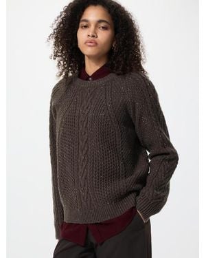 Uniqlo Low Gauge Cable Knit Crew Neck Jumper - Black