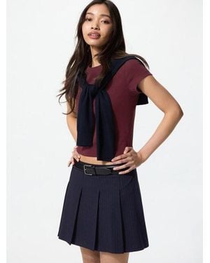 Uniqlo Pleated Skort (Striped) - Blue