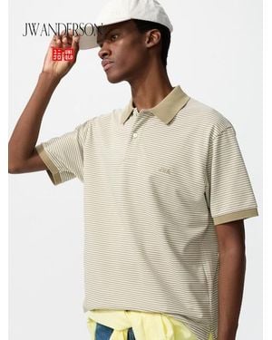 Uniqlo Dry Piqué Polo Shirt (Narrow Striped) - Natural