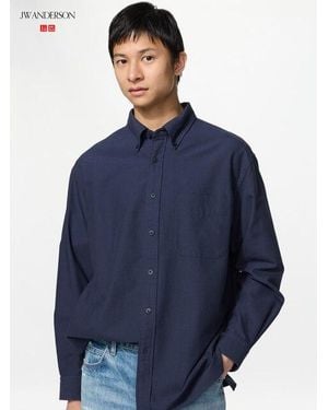 Uniqlo Oxford Oversized Fit Long Sleeve - Blue