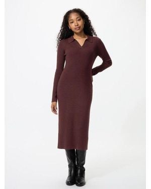Uniqlo Vestido Punto Cuello Polo - Morado