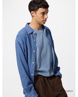 Uniqlo Camiseta Algodón Cepillado - Azul