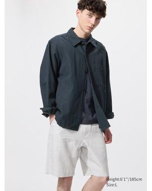Uniqlo Linen Blend Shorts (Striped) - Blue