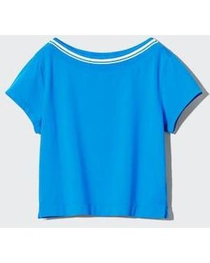 Uniqlo Boat Neck Cropped T-Shirt - Blue