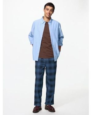 Uniqlo Flannel Easy Ankle Trousers (Checked) - Blue