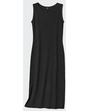 Uniqlo Vestido Punto Canalé Sin Mangas (Lavable A Máquina) - Negro