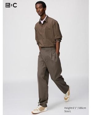 Uniqlo Pleated Wide Tapered Trousers - White