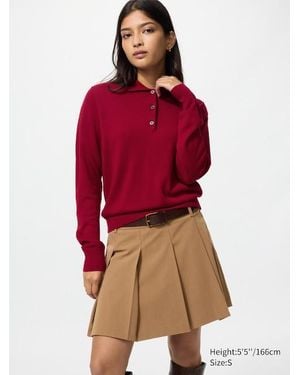 Uniqlo Jersey 100% Merino Cuello Polo - Rojo