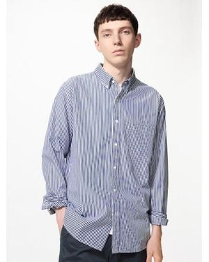 Uniqlo Broadcloth Regular Fit Shirt (Button-Down Collar, Striped) - Blue