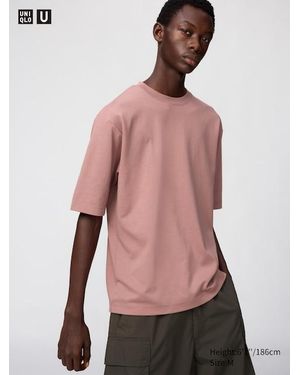 Uniqlo Airism Cotton Oversized Crew Neck T-Shirt - Pink