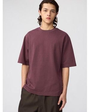 Uniqlo Airism Cotton Oversized Crew Neck T-Shirt - Purple