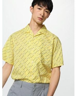 Uniqlo Broad Shirt (Short Sleeve, Printed) - Yellow