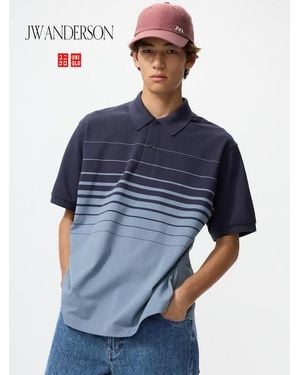 Uniqlo Dry Piqué Polo Shirt (Striped) - Blue