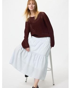 Uniqlo Tiered Maxi Skirt (Striped) - White