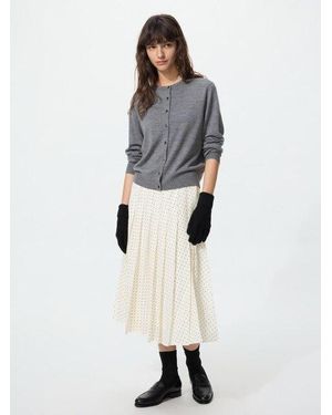 Uniqlo Falda Midi Chifón Tablas Estampado - Multicolor