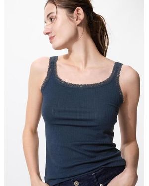 Uniqlo Soft Modal Sleeveless Top (Lace Pointelle) - Blue