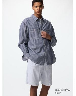 Uniqlo Easy Stretch Shorts (Seersucker) - Blue