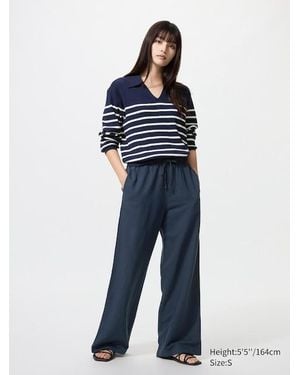 Uniqlo Linen Blend Easy Trousers - Blue