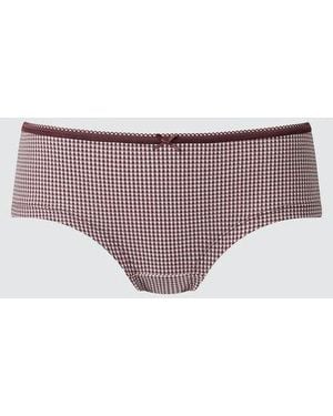Uniqlo Bragas Culotte Cintura Baja Cuadros - Morado