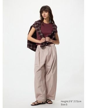 Uniqlo Pantalón Confort Algodón Ancho - Rosa