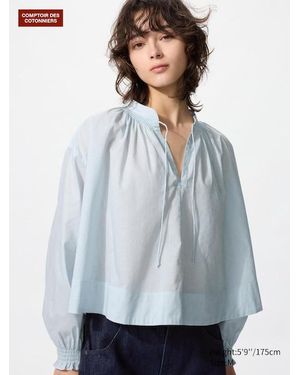 Uniqlo Blusa Algodón Estampada - Azul