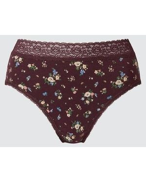 Uniqlo Briefs (High Rise, Flowers) - Purple