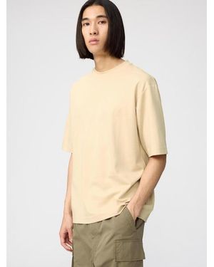Uniqlo Airism Cotton Oversized Crew Neck T-Shirt - Natural