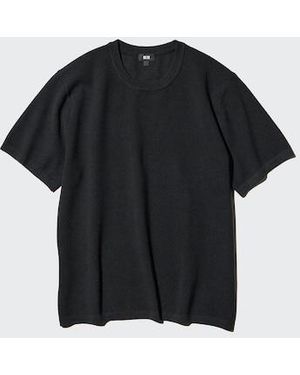 Uniqlo Washable Milano Ribbed Knitted T-Shirt - Black