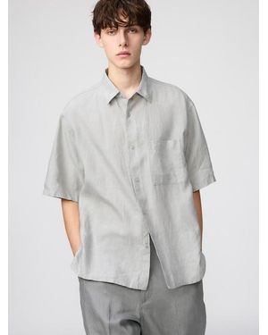 Uniqlo 100% Premium Linen Oversized Shirt - Grey