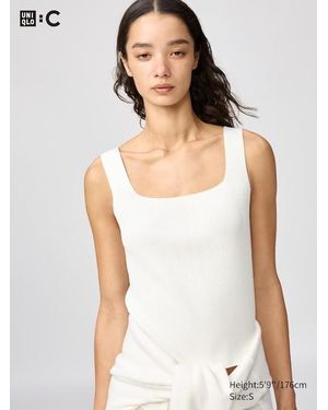 Uniqlo 3D Knit Seamless Ribbed Square Neck Jumper (Sleeveless) - White