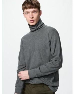 Uniqlo Soft Brushed Turtleneck T-Shirt (Long Sleeve) - Grey