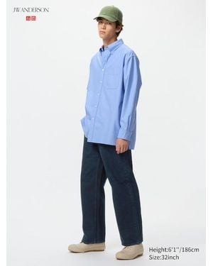Uniqlo Wide Straight Colour Jeans - Blue