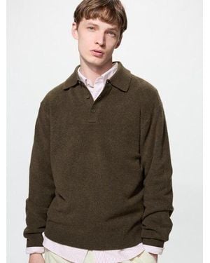 Uniqlo Soufflé Yarn Polo Jumper - Green