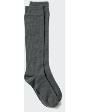 Uniqlo Heattech Ribbed Knee High Socks - Grey