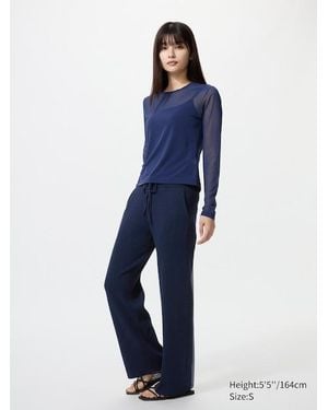 Uniqlo Pantalón Punto Canalé (Lavable A Máquina) - Azul
