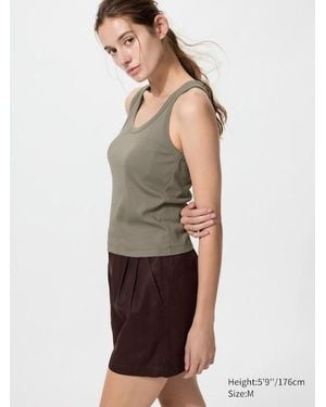 Uniqlo Soft Ribbed Vest Top - Brown