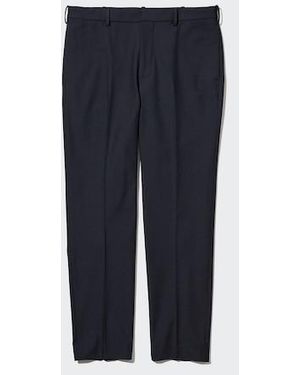 Uniqlo Poliestere Pantaloni Eleganti Smart Simil Lana Alla Caviglia (Lunghi) - Blu