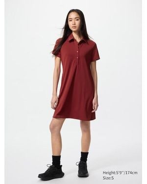 Uniqlo Vestito Corto Jersey Con Colletto - Rosso