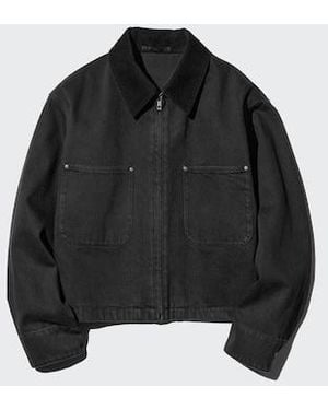 Uniqlo Zip-Up Short Jacket (Denim) - Black