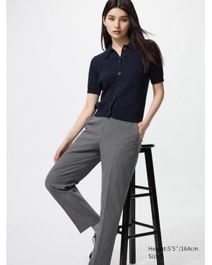 Uniqlo Pantalón Smart Tobillero (Cuadros) - Azul