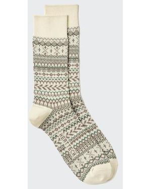 Uniqlo Heattech Socks (Fair Isle) - White