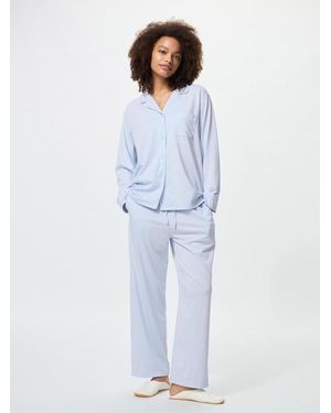 Uniqlo Airism Cotton Pyjamas (Long Sleeve) - Blue