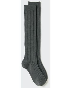 Uniqlo Heattech Knee High Socks (Ribbed) - Grey