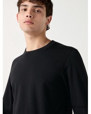 Uniqlo Poliestere T-Shirt Termica Heattech Ultra Caldo Girocollo Maniche Lunghe - Nero