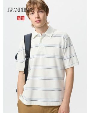 Uniqlo Dry Piqué Polo Shirt (Multi Striped) - White