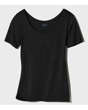 Uniqlo Heattech Scoop Neck T-Shirt (Short Sleeve) - Black