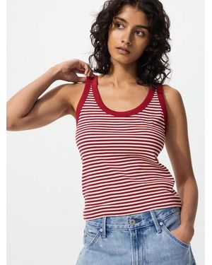 Uniqlo Soft Ribbed Vest Top (Striped) - Red