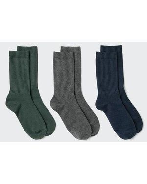Uniqlo Socks (Ribbed, 3 Pairs) - Blue
