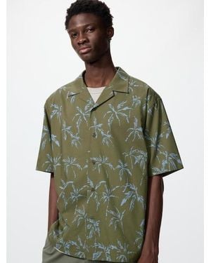 Uniqlo Open Collar Shirt (Short Sleeve, Printed) - Green